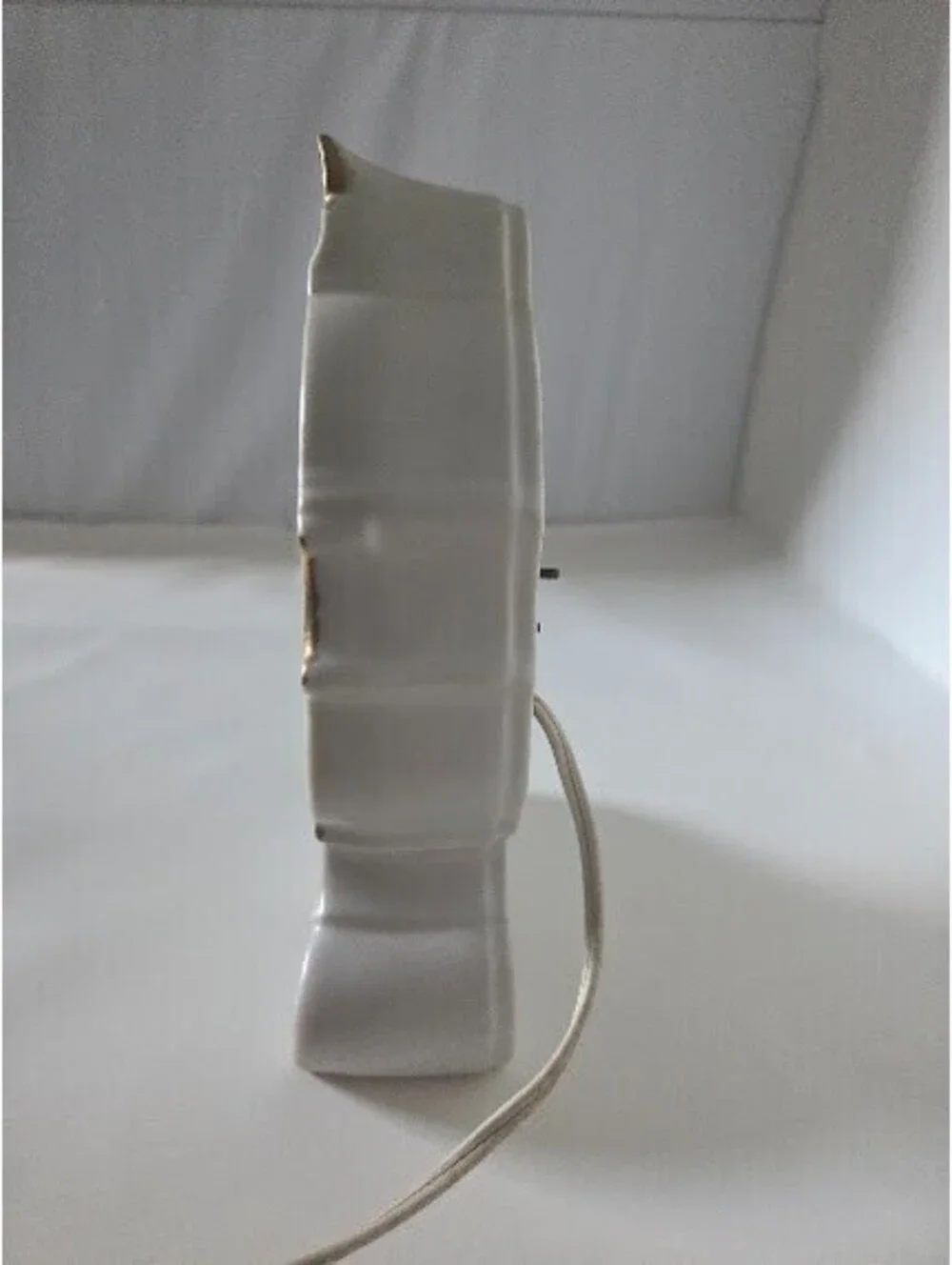 Rose‐Pattern Ceramic Electric Mantel Clock by Cecile 1972, Gold Trimmed